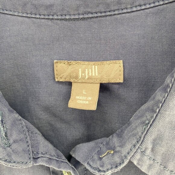J Jill Shirt Womens Large Blue Button Up Collared Long Sleeves Everyday Casual - Picture 6 of 11
